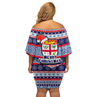 fiji-christmas-off-shoulder-short-dress-fijian-santa-and-coat-of-arms-mix-tapa-pattern-striped-style