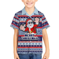 Custom Fiji Christmas Hawaiian Shirt Fijian Santa and Coat of Arms Mix Tapa Pattern Striped Style LT03 - Polynesian Pride
