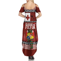 Tongan Christmas Summer Maxi Dress Kilisimasi Fiefia with Ngatu Art Tattoo LT03 - Polynesian Pride