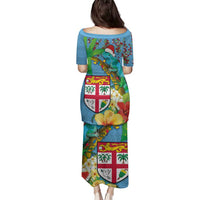 Fijians Iguana Tagimoucia Christmas Family Matching Puletasi and Hawaiian Shirt Christmas Palm Tree and Hibiscus