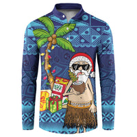 The Funny Santa Wears Sulu Christmas Button Sweatshirt Fijian Christmas Palm Tree With Masi Art Tattoo