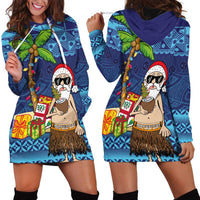 The Funny Santa Wears Sulu Christmas Hoodie Dress Fijian Christmas Palm Tree With Masi Art Tattoo