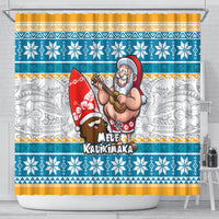 Hawaii Mele Kalikimaka Shower Curtain Funny Santa and Coconut Mix Kakau Pattern LT03 - Polynesian Pride