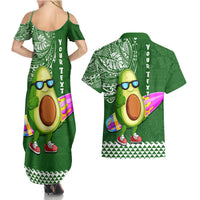 Aloha Avocado Funny Fruits Custom Couples Matching Summer Maxi Dress and Hawaiian Shirt Mix Hawaiian Kakau Tribal LT03 - Polynesian Pride