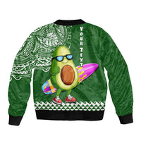 Aloha Avocado Funny Fruits Custom Sleeve Zip Bomber Jacket Mix Hawaiian Kakau Tribal LT03 - Polynesian Pride