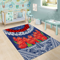 Samoan Tapa Area Rug Ula Fala and Teuila Flower LT03 - Polynesian Pride