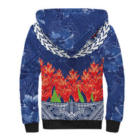 Samoan Tapa Sherpa Hoodie Ula Fala and Teuila Flower LT03 - Polynesian Pride