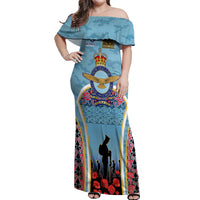 Royal New Zealand Air Force ANZAC Day Off Shoulder Maxi Dress Te Tauaarangi o Aotearoa LT03 Women Blue - Polynesian Pride