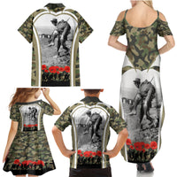 New Zealand and Australia ANZAC Day Family Matching Summer Maxi Dress and Hawaiian Shirt Koala and Kiwi Bird Soldier Gallipoli Camouflage Style LT03 - Polynesian Pride