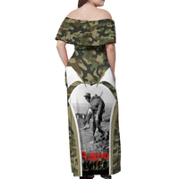 New Zealand and Australia ANZAC Day Off Shoulder Maxi Dress Koala and Kiwi Bird Soldier Gallipoli Camouflage Style LT03 - Polynesian Pride