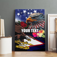 Personalised United States and American Samoa Canvas Wall Art Bald Eagle Rose and Hibiscus Flower LT03 - Polynesian Pride