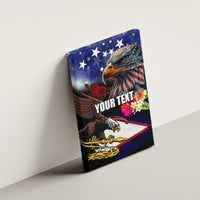 Personalised United States and American Samoa Canvas Wall Art Bald Eagle Rose and Hibiscus Flower LT03 - Polynesian Pride