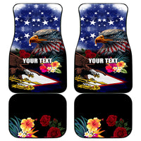 Personalised United States and American Samoa Car Mats Bald Eagle Rose and Hibiscus Flower LT03 - Polynesian Pride