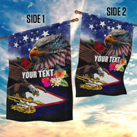 Personalised United States and American Samoa Garden Flag Bald Eagle Rose and Hibiscus Flower LT03 - Polynesian Pride