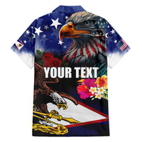 Personalised United States and American Samoa Hawaiian Shirt Bald Eagle Rose and Hibiscus Flower LT03 - Polynesian Pride