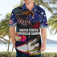 Personalised United States and American Samoa Hawaiian Shirt Bald Eagle Rose and Hibiscus Flower LT03 - Polynesian Pride