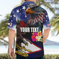 Personalised United States and American Samoa Hawaiian Shirt Bald Eagle Rose and Hibiscus Flower LT03 - Polynesian Pride