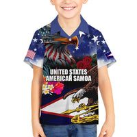 Personalised United States and American Samoa Hawaiian Shirt Bald Eagle Rose and Hibiscus Flower LT03 - Polynesian Pride