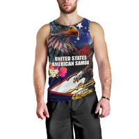 Personalised United States and American Samoa Men Tank Top Bald Eagle Rose and Hibiscus Flower LT03 - Polynesian Pride