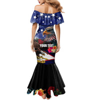 Personalised United States and American Samoa Mermaid Dress Bald Eagle Rose and Hibiscus Flower LT03 - Polynesian Pride