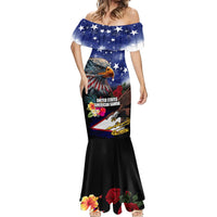 Personalised United States and American Samoa Mermaid Dress Bald Eagle Rose and Hibiscus Flower LT03 - Polynesian Pride