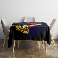 Personalised United States and American Samoa Tablecloth Bald Eagle Rose and Hibiscus Flower LT03 - Polynesian Pride