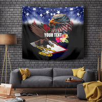 Personalised United States and American Samoa Tapestry Bald Eagle Rose and Hibiscus Flower LT03 - Polynesian Pride