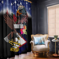 Personalised United States and American Samoa Window Curtain Bald Eagle Rose and Hibiscus Flower LT03 - Polynesian Pride
