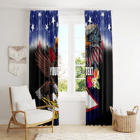 Personalised United States and American Samoa Window Curtain Bald Eagle Rose and Hibiscus Flower LT03 - Polynesian Pride