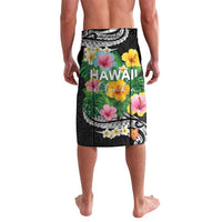 Hawaii Aloha Tropical Leaves and Flower Lavalava with Polynesian Art Tattoo Black Color - Polynesian Pride