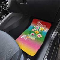 Hawaii Aloha Tropical Leaves and Flower Car Mats with Polynesian Art Tattoo Rainbow Color - Polynesian Pride