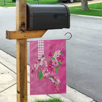 Hawaii Aloha Turtle Hibiscus and Leaves Garden Flag with Polynesian and Kakau Tattoos Rose Color - Polynesian Pride