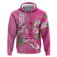 Hawaii Aloha Turtle Hibiscus and Leaves Hoodie with Polynesian and Kakau Tattoos Rose Color - Polynesian Pride