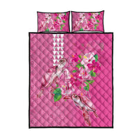 Hawaii Aloha Turtle Hibiscus and Leaves Quilt Bed Set with Polynesian and Kakau Tattoos Rose Color - Polynesian Pride