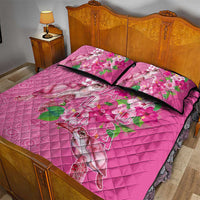 Hawaii Aloha Turtle Hibiscus and Leaves Quilt Bed Set with Polynesian and Kakau Tattoos Rose Color - Polynesian Pride