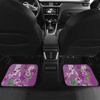 Hawaii Aloha Turtle Hibiscus and Leaves Car Mats with Polynesian and Kakau Tattoos Lilac Color - Polynesian Pride