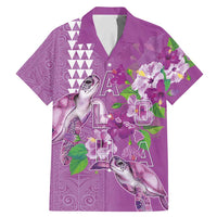 Hawaii Aloha Turtle Hibiscus and Leaves Family Matching Mermaid Dress and Hawaiian Shirt with Polynesian and Kakau Tattoos Lilac Color - Polynesian Pride