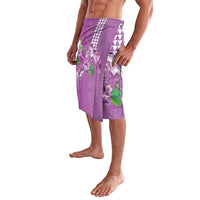 Hawaii Aloha Turtle Hibiscus and Leaves Lavalava with Polynesian and Kakau Tattoos Lilac Color LT03 - Polynesian Pride