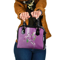 Hawaii Aloha Turtle Hibiscus and Leaves Shoulder Handbag with Polynesian and Kakau Tattoos Lilac Color - Polynesian Pride