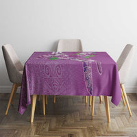 Hawaii Aloha Turtle Hibiscus and Leaves Tablecloth with Polynesian and Kakau Tattoos Lilac Color - Polynesian Pride