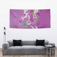 Hawaii Aloha Turtle Hibiscus and Leaves Tapestry with Polynesian and Kakau Tattoos Lilac Color - Polynesian Pride