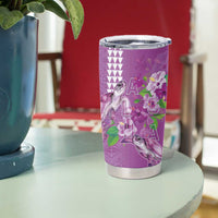 Hawaii Aloha Turtle Hibiscus and Leaves Tumbler Cup with Polynesian and Kakau Tattoos Lilac Color - Polynesian Pride