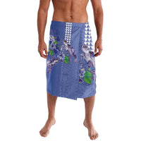 Hawaii Aloha Turtle Hibiscus and Leaves Lavalava with Polynesian and Kakau Tattoos Denim Color LT03 Blue - Polynesian Pride