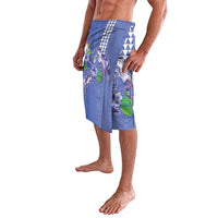Hawaii Aloha Turtle Hibiscus and Leaves Lavalava with Polynesian and Kakau Tattoos Denim Color LT03 - Polynesian Pride