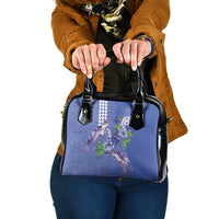 Hawaii Aloha Turtle Hibiscus and Leaves Shoulder Handbag with Polynesian and Kakau Tattoos Denim Color - Polynesian Pride