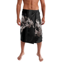 Hawaii Aloha Turtle Hibiscus and Leaves Lavalava with Polynesian and Kakau Tattoos Black Color LT03 Black - Polynesian Pride