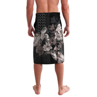 Hawaii Aloha Turtle Hibiscus and Leaves Lavalava with Polynesian and Kakau Tattoos Black Color LT03 - Polynesian Pride