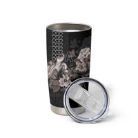 Hawaii Aloha Turtle Hibiscus and Leaves Tumbler Cup with Polynesian and Kakau Tattoos Black Color - Polynesian Pride