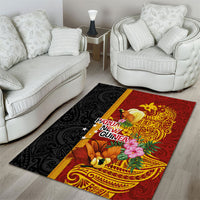 Papua New Guinea Independence Day Area Rug Birds-of-Paradise Melanesian Tattoos Tropical Plants