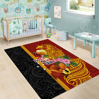 Papua New Guinea Independence Day Area Rug Birds-of-Paradise Melanesian Tattoos Tropical Plants